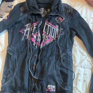 Women affliction zipper sweater Vintage size medium